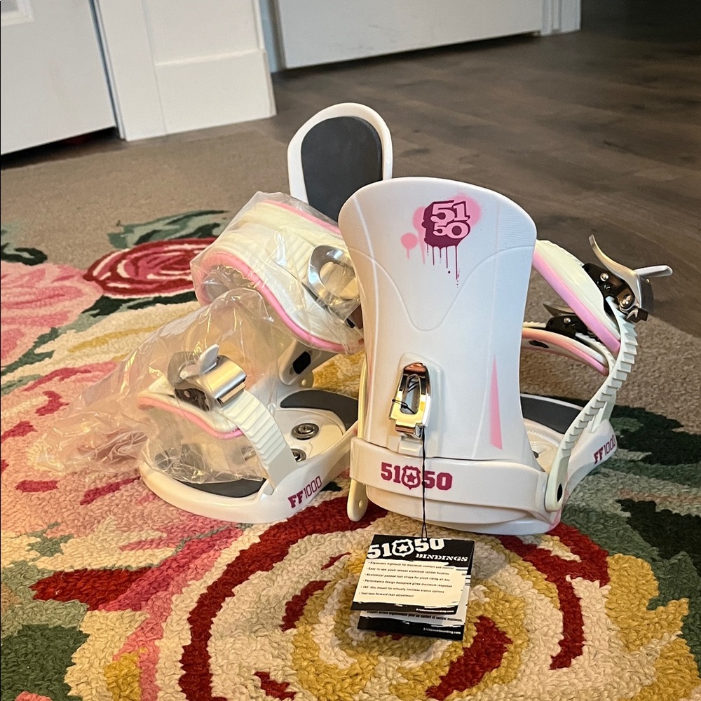 New (with tag) Snowboard Bindings - White and Pink